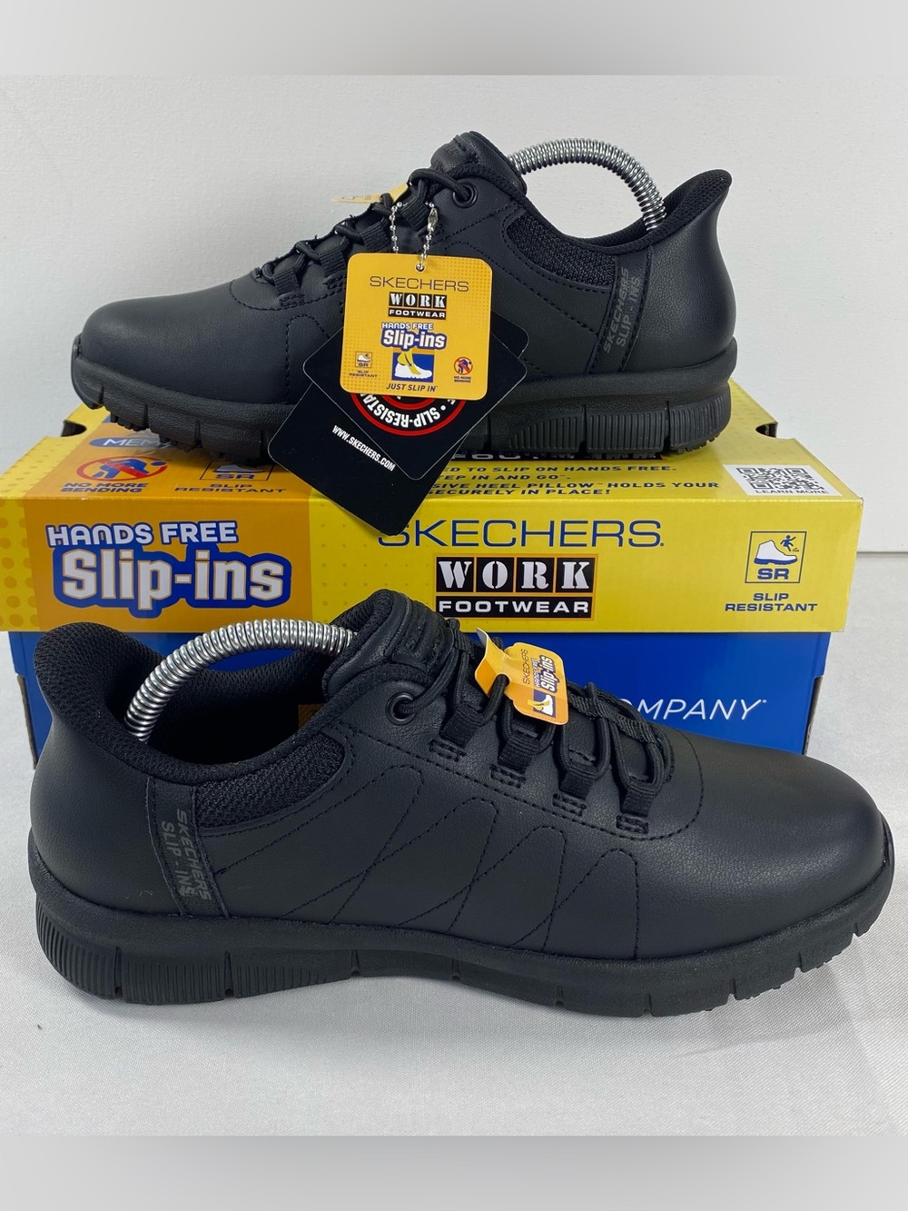 Skechers Work Nampa Cottonbud Slip-Ins Womens 6 Black Slip Resistant NEW